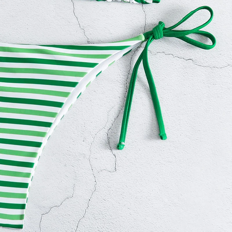 Bestseller Striped Triangle Bikini Set Sexy Two-Piece Swimsuit For Beach Vacation