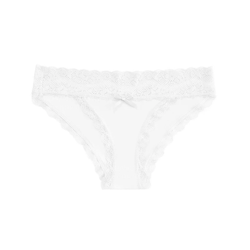 Bow Lace Panty Plus Size Low-Rise Briefs Breathable Cotton Underwear For Daily Comfort